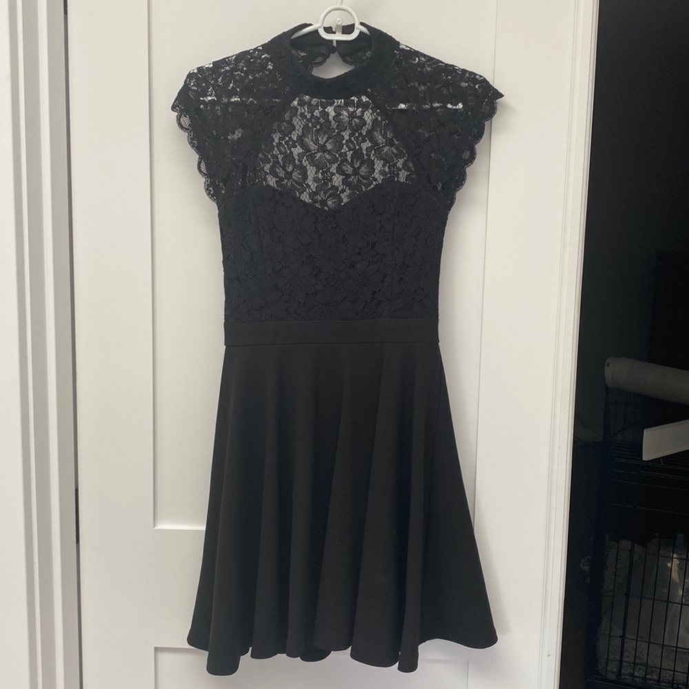 Black Lulus Dress- lace & open back